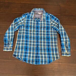 Outerknown check pattern long sleeve button down blanket shirt women’s size XS/S